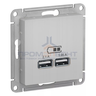 Зарядка USB  5В, 1 порт x 2,1 А, 2 порта х 1,05 А SE AtlasDesign, алюминий