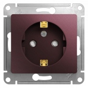 Розетка с заземлением со шторками  16А  250В  механизм  SE Glossa, баклажановый