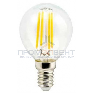Ecola globe   LED Premium  6,0W G45 220V E14 2700K 360° filament прозр. нитевидный шар (Ra 80, 100 Lm/W, КП=0) 78х45