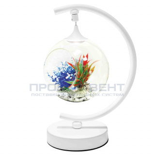 FT-10 Фитосветильник настольный, светодиодный, стеклянный шар Ø200мм, 5 В, 3Вт, диммер, USB-штекер длиной 1,8 м, С-образный, белый