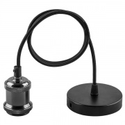 Подвес LH128 со шнуром для ламп 230V E27 1м алюм. патрон 50x68mm основание 95x17mm чёрный