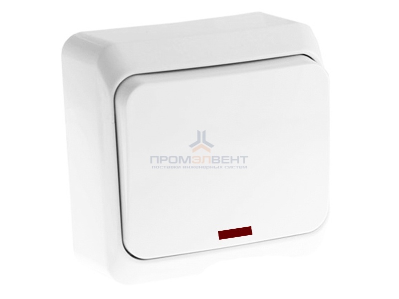 Выключатель одноклавишный с подсветкой Этюд белый [уп 25 шт]