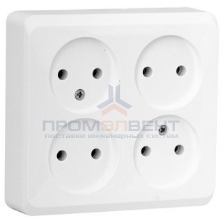 Розетка четверная б/з Этюд белая [уп 7 шт]