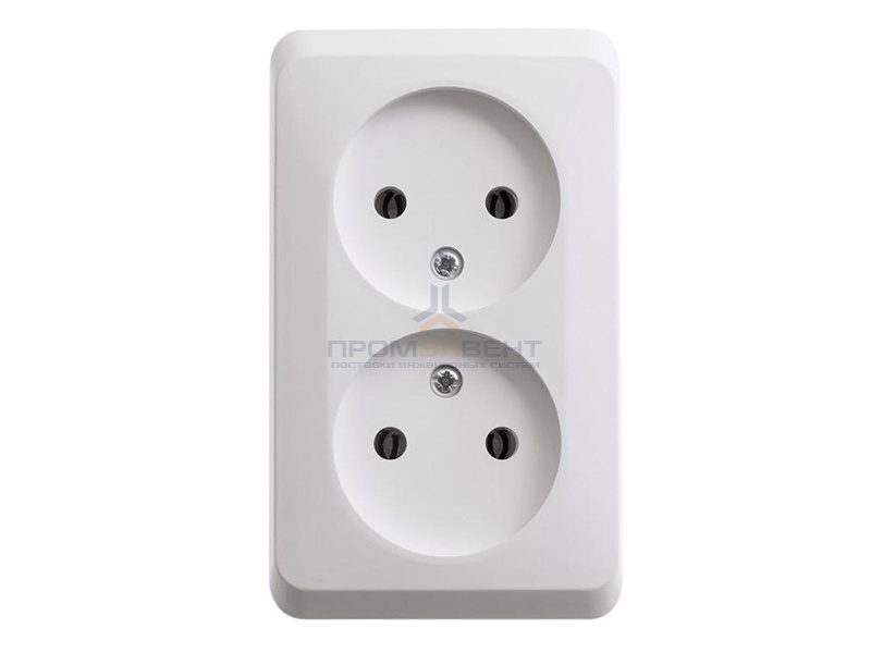 Розетка двойная б/з Этюд белая [уп 16шт]