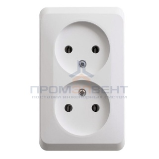 Розетка двойная б/з Этюд белая [уп 16шт]