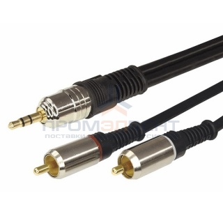 Шнур 3.5 Stereo Plug-2RCA Plug 10М GOLD-металл