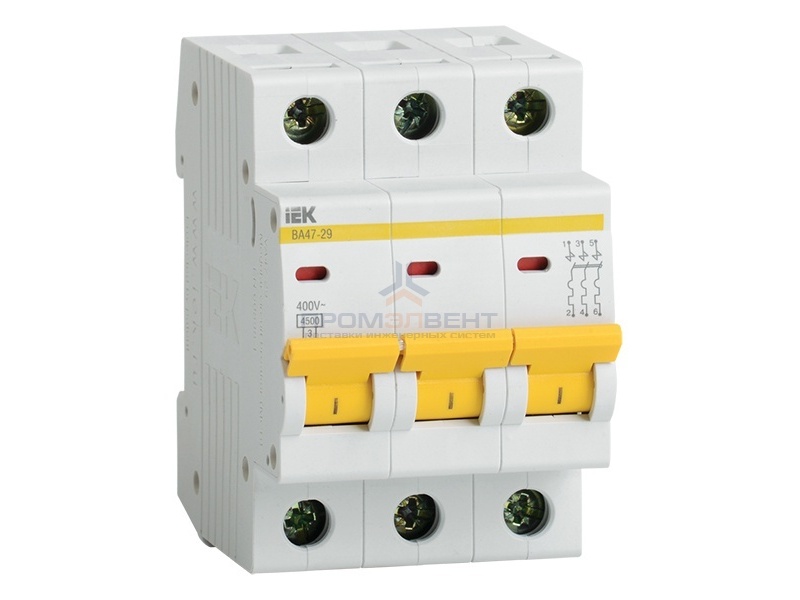 Автоматический выключатель ВА47-29 3Р 3А 4,5кА характеристика D ИЭК (автомат)